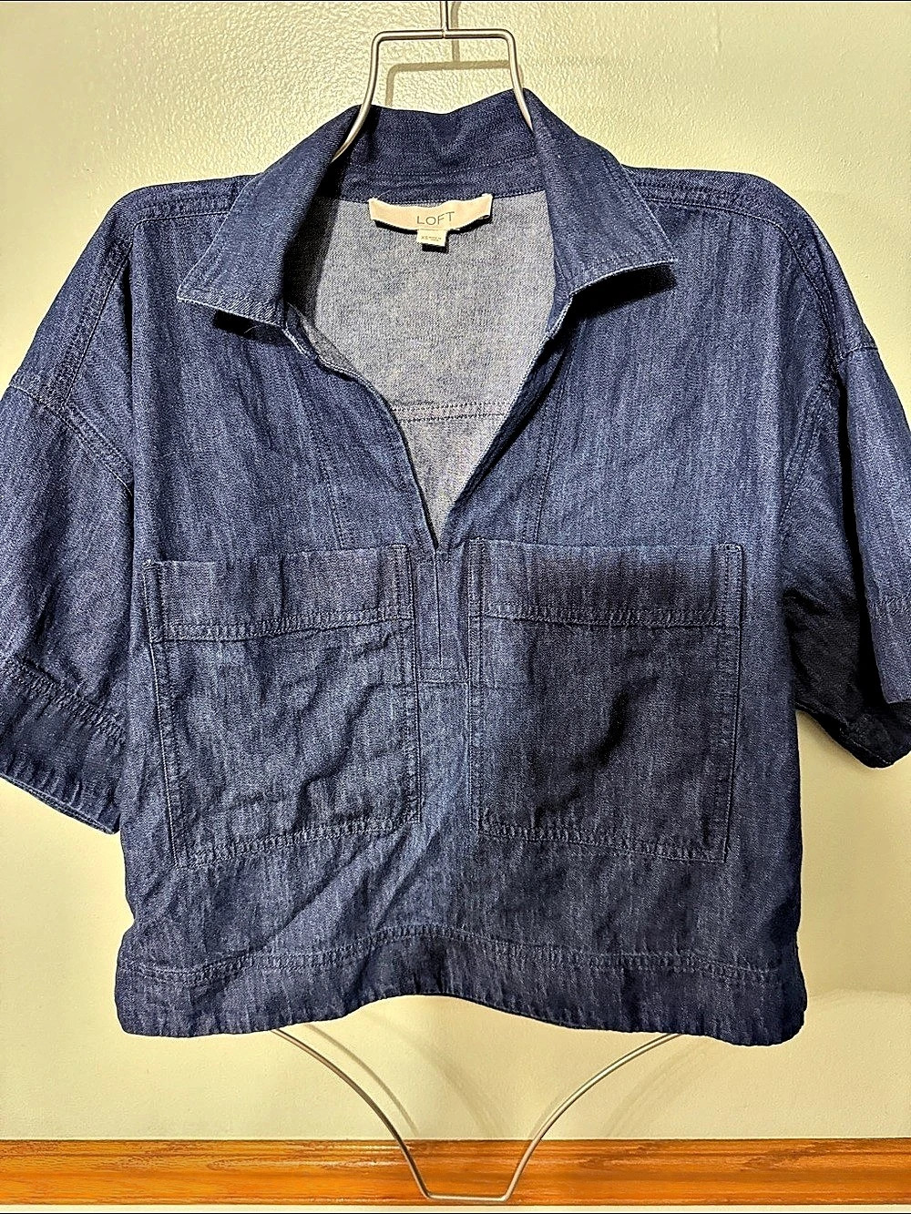 LOFT Blue HeavShort Sleeve Shirt Size XS